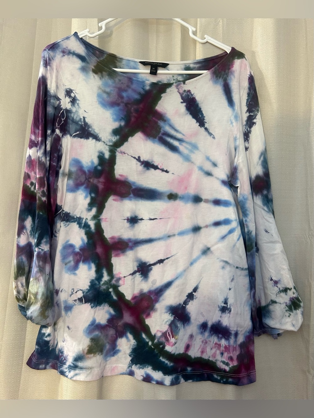 Banana Republic Tie Dye 3/4 Twist Knot Sleeve Top M Cotton Modal